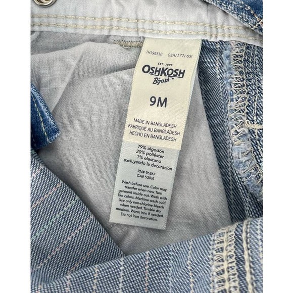 OshKosh B'gosh baby girl overalls multicolor vertical stripes Vestbak snap 9M - Picture 6 of 9
